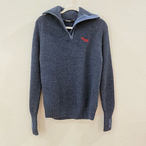 Bergman's of Norway Men's Size Small Heather Navy Blue Ulriken Sweater Jumper - Picture 2 of 14